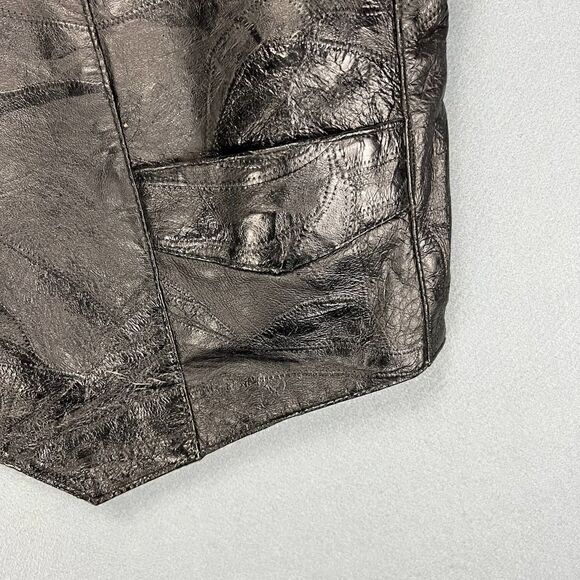 VTG Leather Works Vest Mens 3XL Italian Stone Style Black - Picture 4 of 9